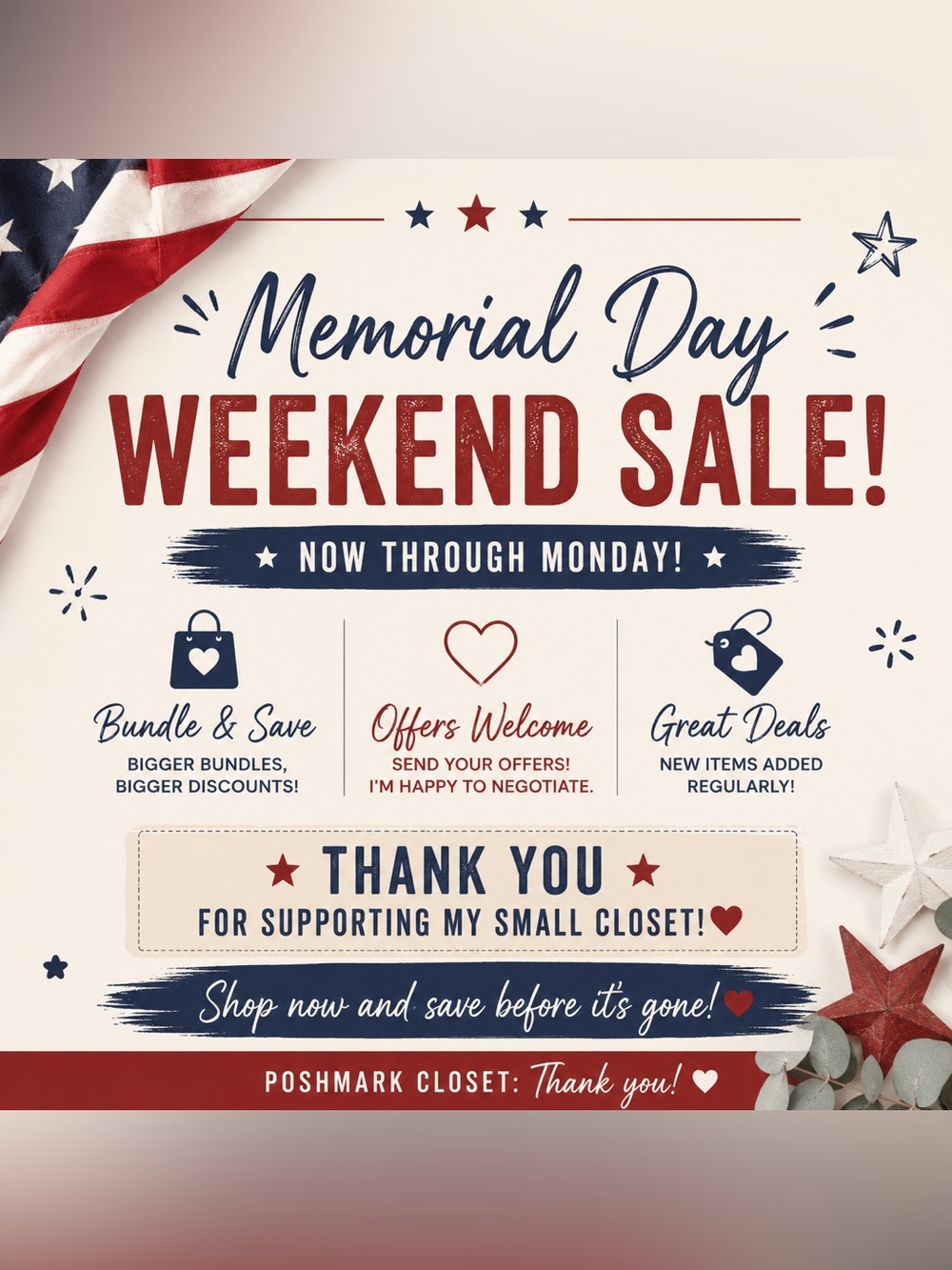 Memorial Day Weekend Sale !!!